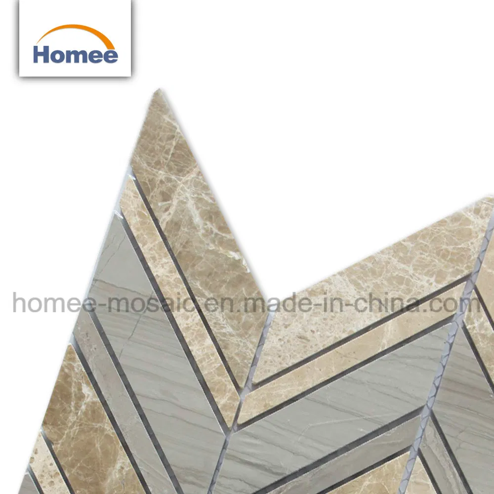 Cina Atene Grigio Chevron a forma di Emperador Marmor-Mosaikfliese chiaro