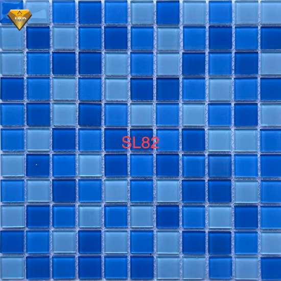 Piastrelle mosaico in vetro antiscivolo, mosaico piscina in vetro blu, piastrelle iridescenti