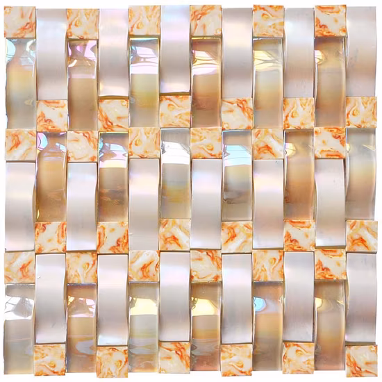Prezzo economico: piastrelle a mosaico in porcellana metallizzata smaltata argento