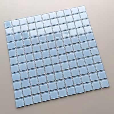 Piastrelle a mosaico in vetro cristallo blu lucido da 300x300 mm 12 pollici 3,5 mm 4 mm 6 mm per piscine