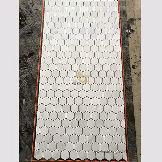 Piastrelle esagonali in mosaico di marmo bianco naturale per decorazione murale/cucina/paraschizzi piscina