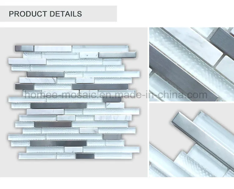 Piastrella da parete in vetro Piastrella a mosaico in vetro metallizzato e pietra naturale in marmo Homee