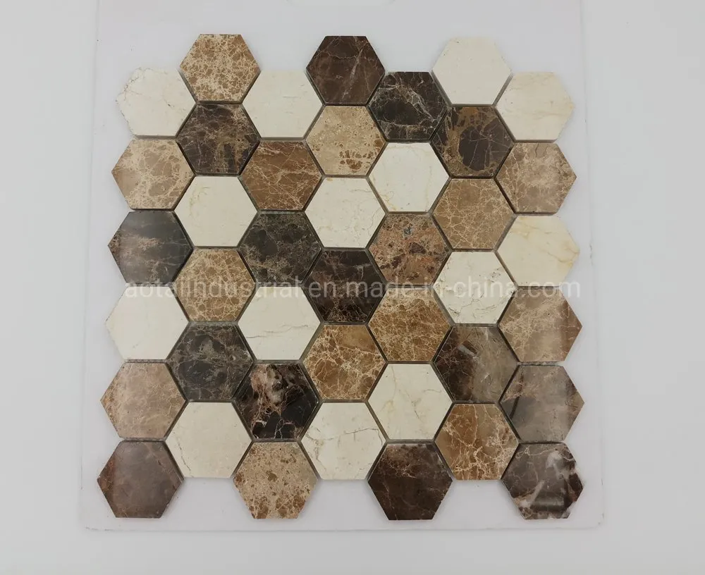 Vendita calda, prezzo competitivo, tessera di mosaico in marmo esagonale colorato per la decorazione murale